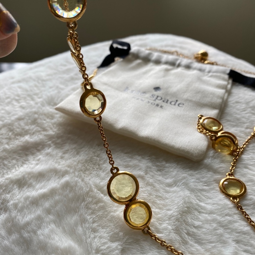 Gold bezel crystal jewel necklace- Kate Spade